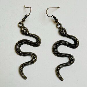Bronze Snake Earrings Goth Dangling Punk Emo Edgy Grunge Handmade Festival
